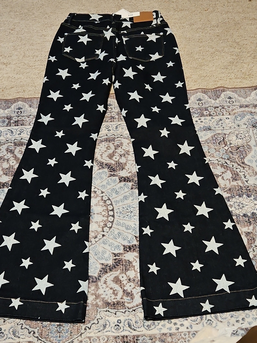 Judy Blue Dark Denim Star-Print Flare Jeans - Picture 5 of 12